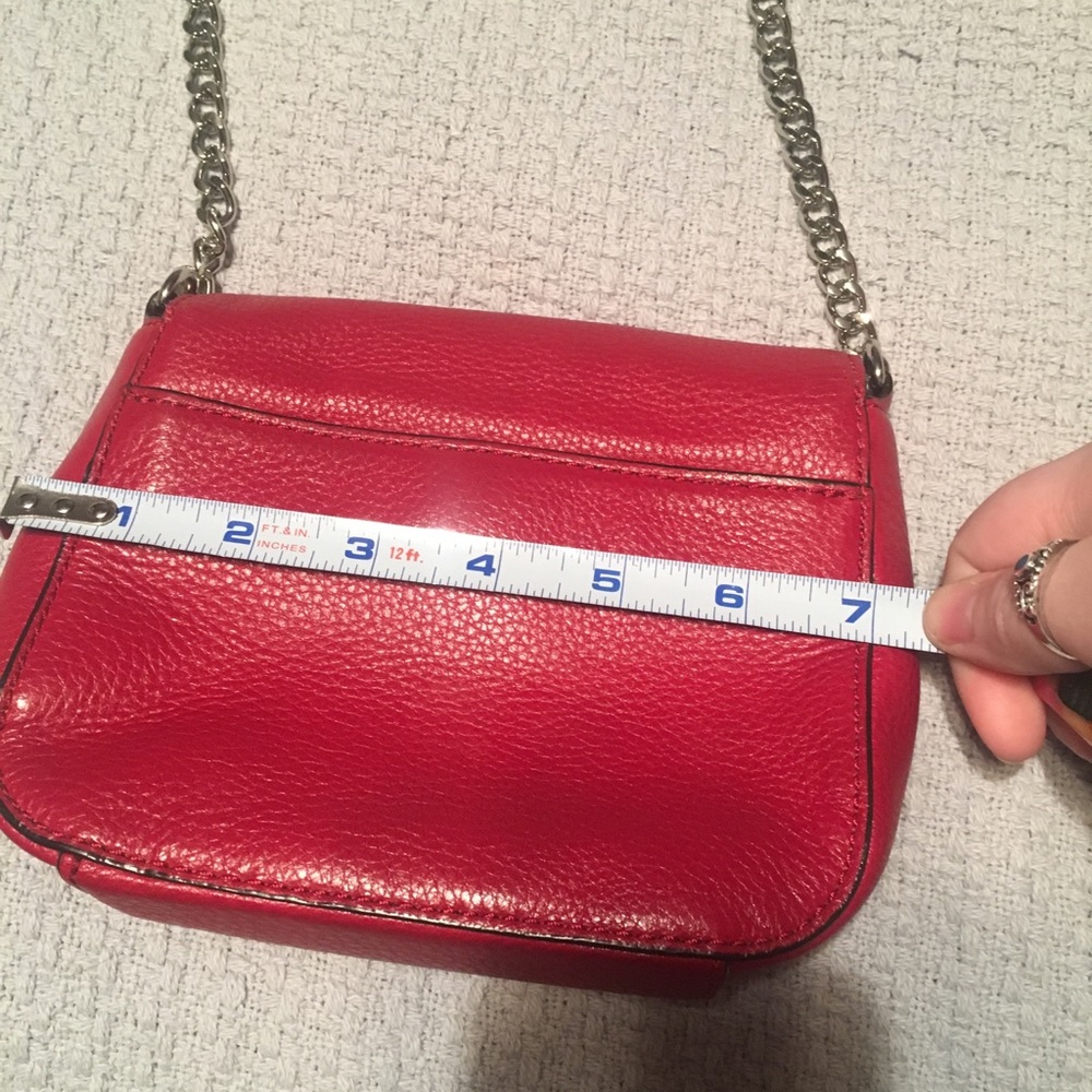 Michael Kors Red Leather Mini Crossbody with Silver Logo - Picture 6 of 7